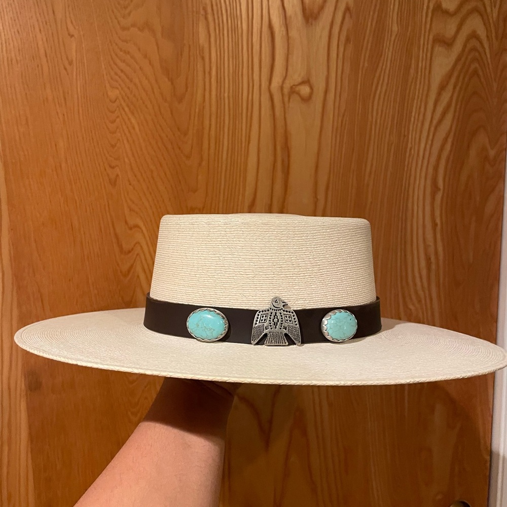 Atwood Nevada Turquoise Palm Leaf Flat Brim Hat